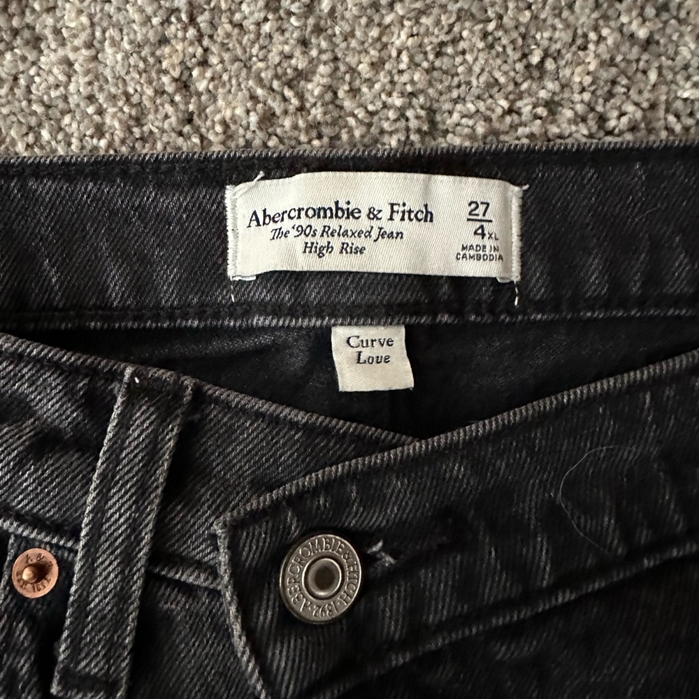Abercrombie & Fitch Black High Rise Relaxed Jeans extra long curve love